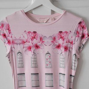 TED BAKER Pink Window Floral Pattern T-shirt, Ted Baker size 2, US size 6